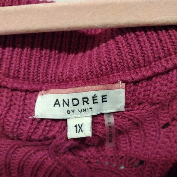 Andree By Unit Women's Fuchsia Batwing Sleeve Off Shoulder Pullover Sweater Top - Picture 2 of 8